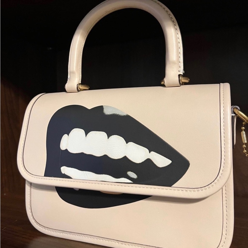 Coach X Tom Wesselmann Black Kiss Lips Rogue Top Handle Purse RARE